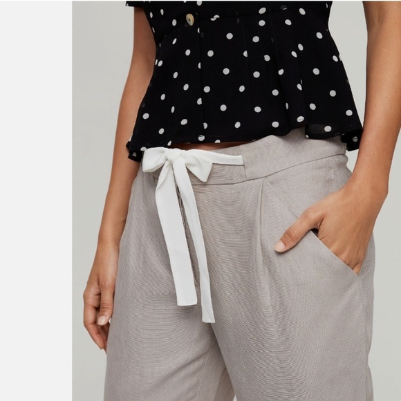 Aritzia Wilfred Women's Allant Linen Blend Ankle Trouser Pants Sz 2 Breathable - Picture 2 of 16